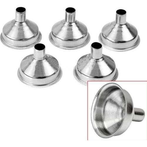 Hot Sell 5 Pcs Mini Stainless Steel Liquid Funnel Wide Mouth Kitchen Gadgets Portable Essentail Oil Canning Tools