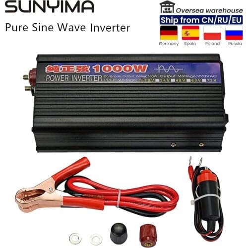 SUNYIMA 1000W Pure Sine Wave Inverter DC12V/24V To AC220V 50HZ Power Converter Booster Voltage Transformer