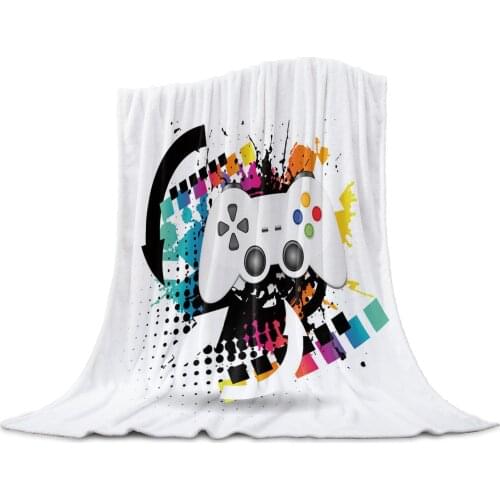 Colorful Game Console White Throw Blanket Home Decoration Sofa Blanket Warm Microfiber Blankets for Bedroom