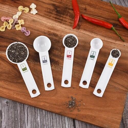 Kitchen Accessories Stackable Combination Portable with Scale Multi Purpose PP White Measuring Spoons DIY Baking Tools 6Pcs/Set
