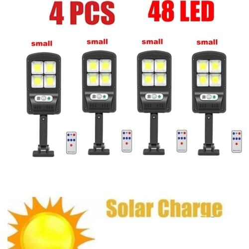 4pcs 3 Modes Dimmable Solar Lamp PIR Motion Sensor Solar Light remote 1-4pcs 48-128/ LED Outdoor Garden Yard Path Wall Lam flood