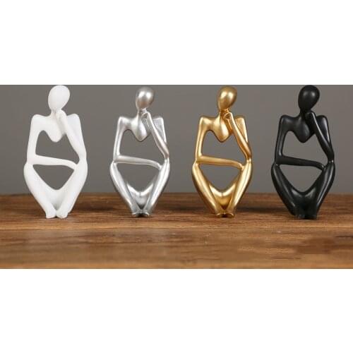 Minimalist Abstract Thinker Statue Resin Sculpture Miniature Figurines Character Ornaments Office Home Decoration Accessories