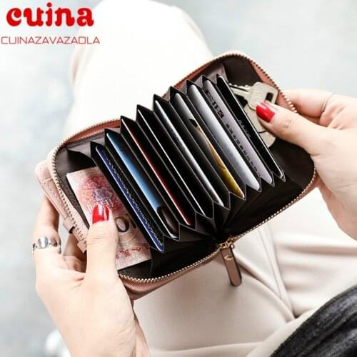 New Solid Color Credit Card Holder Mini Organ Card Bag Women Wallets Pu Zipper Card Holder Case Coin Purse Money Bag