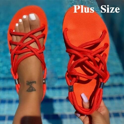 New Woman Bandage Sandals Fashion Flip Flops Sandal Ladies Summer Sandlias Women Beach Shoes Sandaleas De Mujer Plus Size