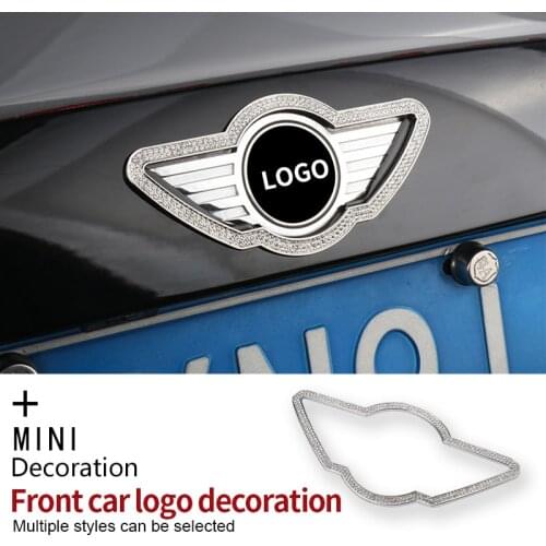 Car Front Logo Badge Moulding Crystal Diamond Decorative circle Fit for MINI F55 F56 F60 COOPERS COUNTRYMAN Exterior Accessories