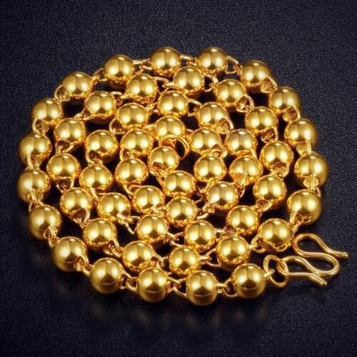 Luxury Soft Titanium Gold 22K Beaded Necklace for Mens Wedding Anniversary Gifts Exquisite Overbearing Solid Chain Jewelry Male