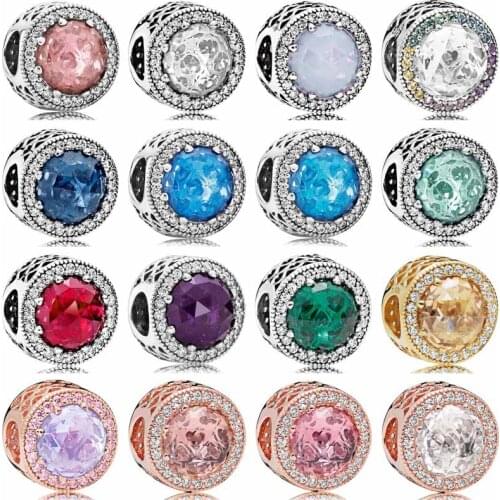 Rose Gold Multicolor Openwork Radiant Hearts With Crystal Beads 925 Sterling Silver Charm Fit Europe Bracelet Diy Jewelry