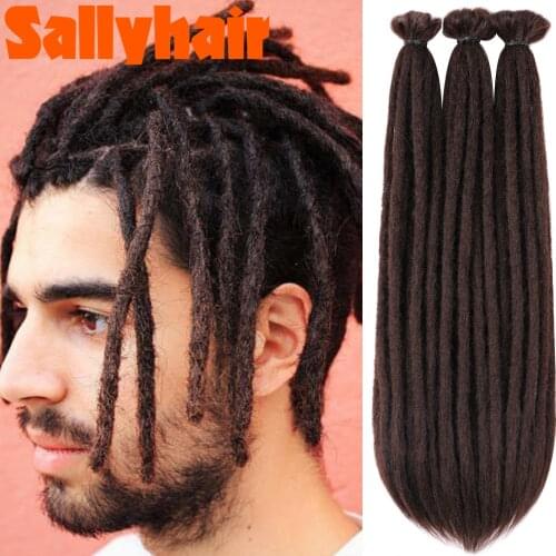 Sallyhair Soft Handmade Dreadlocks Crochet Hair Braids Afro Kinky Faux Locs Twist Braiding Hair Extensions for Women Men Black