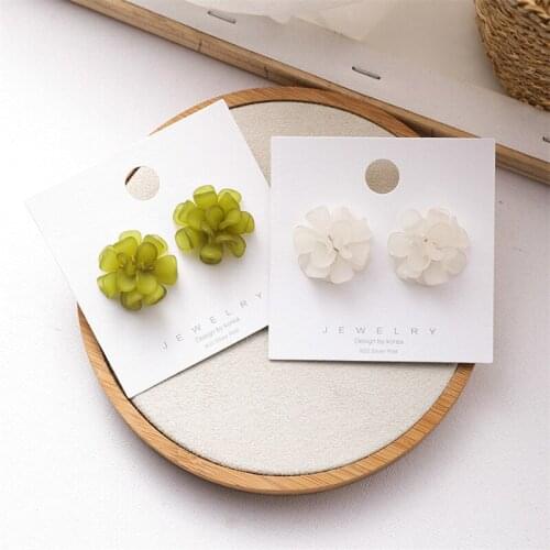 Korean Fresh Spring Summer Acrylic Flower Petal Stud Earrings For Earrings fashion Jewelry christmas gifts for women