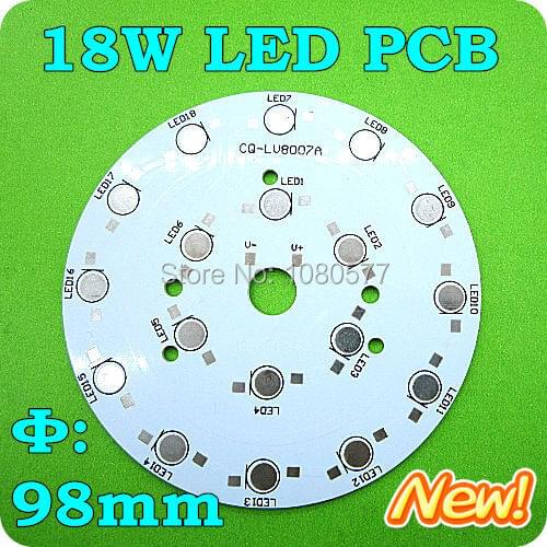 98mm 18w LED PCB, high power heat sink lamp plate, LV8007A 18W Aluminum base plate for DIY a LED lamp