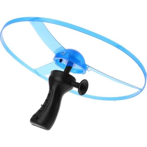 LED Flashing Plastic Pull String Flying Saucer Propeller Toy Disc Helicopter New