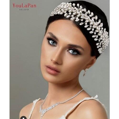 TOPQUEEN HP351 Sparkly Hair Accessories Pearl Vine Headpiece Bridal Hair Jewelry for Women Tiara Rhinestone Baroque Headband