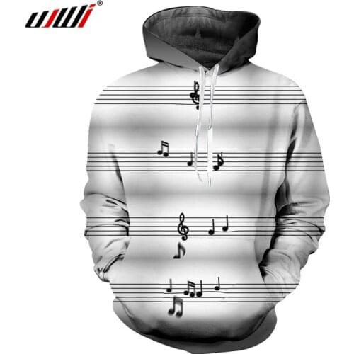 UJWI Winter Hot Sale Mens Sports Hoodies 3D Printed Musical Note Large Size Leisure 5XL Spandex Man Pullover Free Shipping