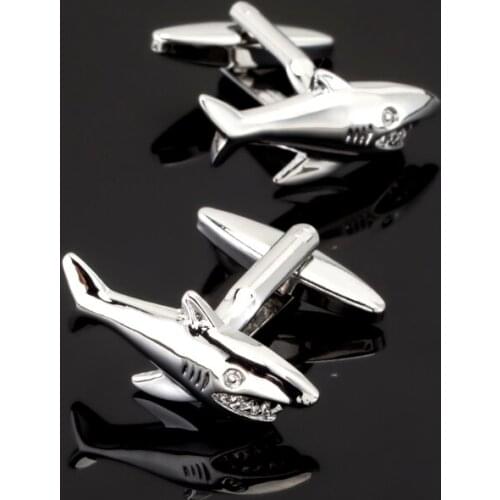 XK337 High quality French Silvery Cufflinks animal shark Cufflinks mens business shirt accessories crazy promotion