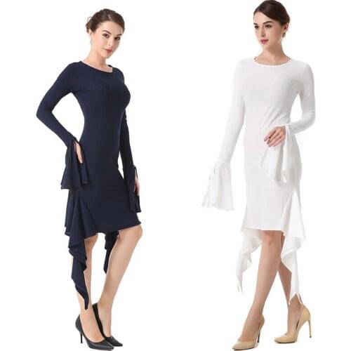 YSMILE Y Spring Original Design Women Solid Dress Casual Personality O-Neck Petal Sleeve Dress Sexy All Match Dress For Female