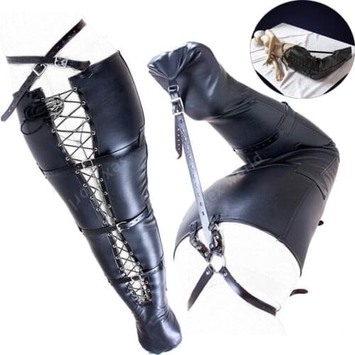 Women Sexy Leather Mermaid Tights Half-Length Binding Adjustable Leg Adhesive Ankle Binding Bag Sexual Abuse Adult Game Sex Toys