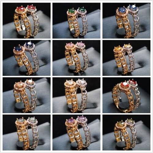 Lingmei Wholesale New Wedding JewelrySilver Color Wedding Rings Round Blue Cubic Zircon Silver Color Ring Size 6-9 Engagement