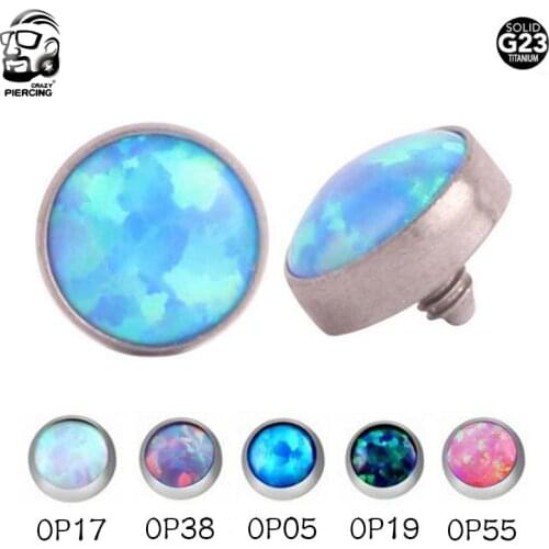1PC G23 Titanium Opal Dermal Anchor Top Micro Dermal Piercing Micro Dermal Jewelry 5mm Surface Piercing Sex Body Jewelry