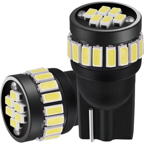 2x T10 W5w Canbus Car Interior Light 194 501 Led 24 3014 SMD Instrument Lights Bulb Lamp Dome Light No Error 12V 6000K White