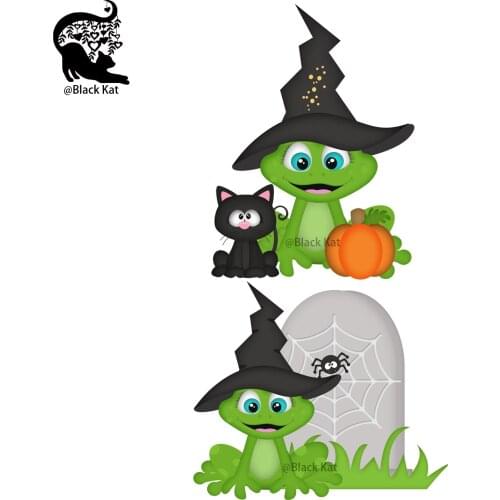 2021 Halloween Spider Grave Magic Frog Metal Cutting Dies Trick or Treat Tomb Witch Animals Dies DIY Scrapbook Gift Card Craft