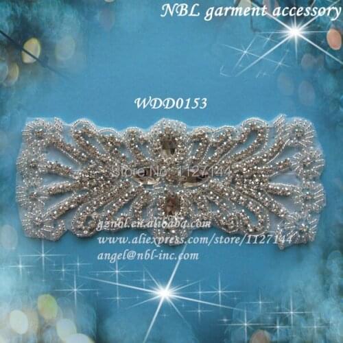 30 PIECES) crystal bridal beaded rhinestone applique patch for wedding dress iron on WDD0153