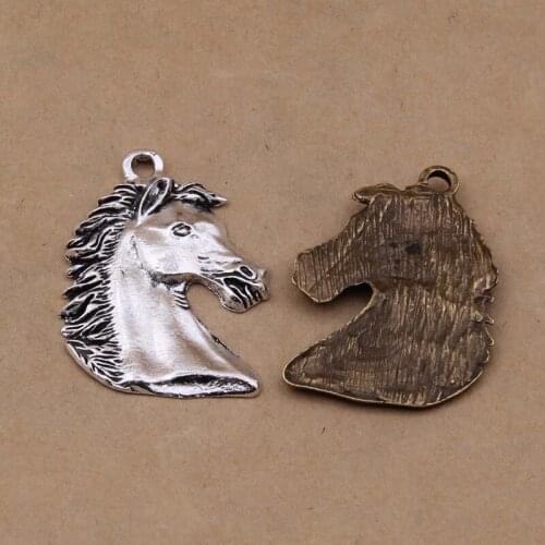 30 Pieces/Lot 40mm*28mm Animal Shape Horse Head Charm for Diy Pandents Statement Jewelry Making