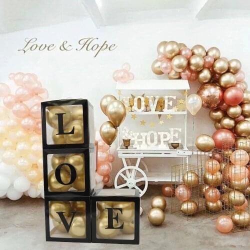 4pcs LOVE Balloon Box Transparent Balloon Box Wedding Birthday Party Christmas Decorations Adult Kids Ballons Accessories
