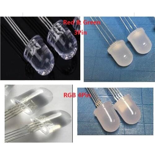 5PCS F10 10mm LED Red+Green light emitting diode common anode cathode Tricolor positive negative Type RGB Blue bicolour