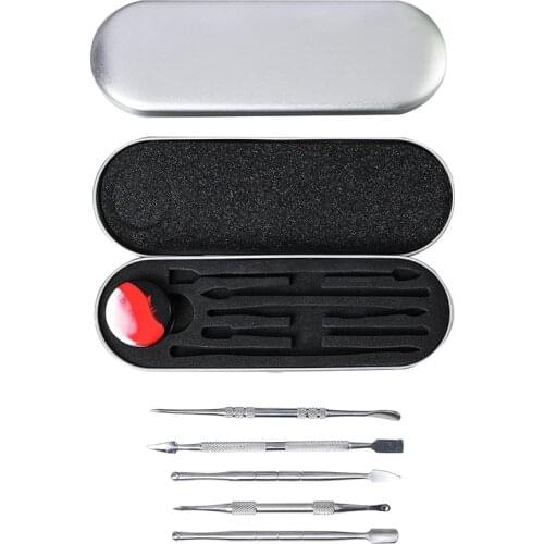 6 Pieces of Wax Carving Stainless Steel Tools, with 5Ml Silicone Container. (Silver)