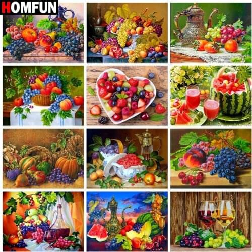 HOMFUN Diy 5d Diamond Painting "Fruit landscape" Cross Stitch Square Round Diamond Embroidery Handwork Rhinestone Art