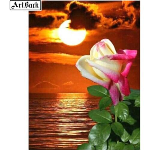 New 5d diy diamond painting flowers full square / round drill 3d mosaic diamond embroidery home decoration rose landscape
