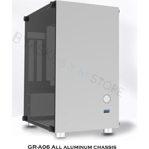 Aluminum ITX Mini Case, Double-Sided Glass HTPC A05, Gamer Gaming MOD Desktop Computer Cabinet