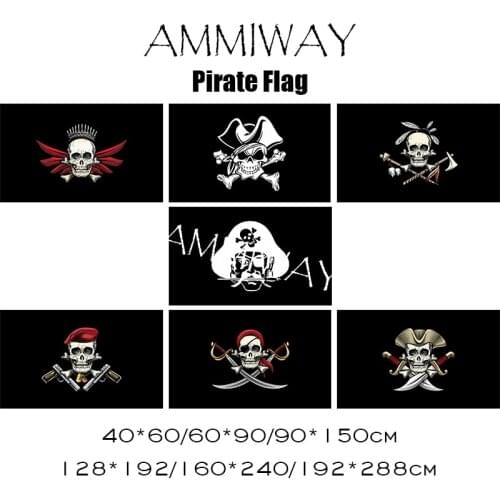 AMMIWAY Vintage Jolly Roger Pirate Skull Flags and Banners Skull and Cross Crossbones Sabres Swords Jolly Roger Pirate Flags