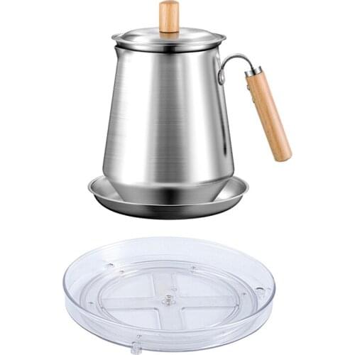 Stainless Steel Oil Storage Can,With Fine Mesh Filter & Lazy Susan Cabinet Organizer Turntable Kitchen Organizer L