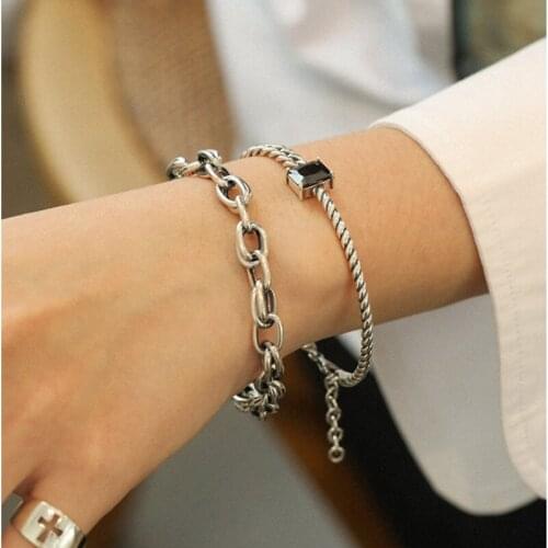 Korean Real 925 Sterling Silver Bracelet for Women thai silver cool design sense Handmade Charm Bracelet Fine Jewelry Bijoux new