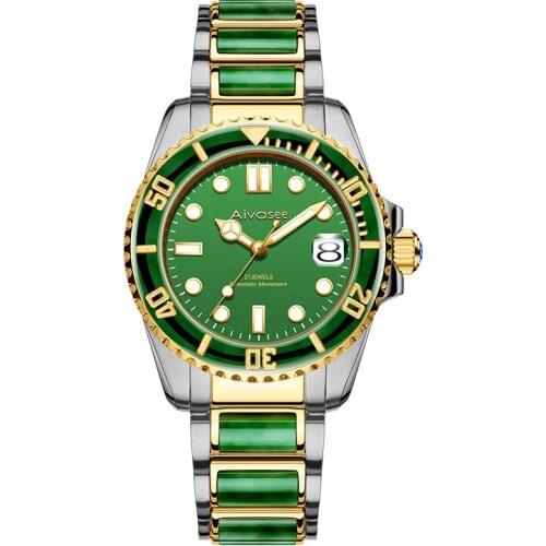 Luxury Hetian Biyu Automatic Mechanical Mens Watch Calendar Luminous Waterproof Business Men Jade Watches Sapphire Sport Clock