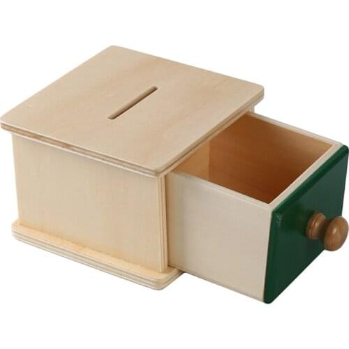 Infant & Todders Montessori Kids Toy Baby Wooden Coin Box Piggy Bank Learning Educational Preschool Training Brinquedos Juguets