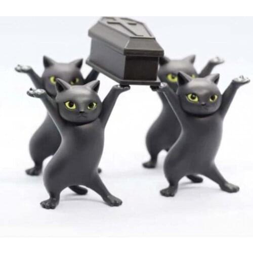 5 Pcs/set Cute Cat Pvc Action Figures Cats Carry Coffin PVC Action Figure Model Toys Collectible Childrens Birthday Gift