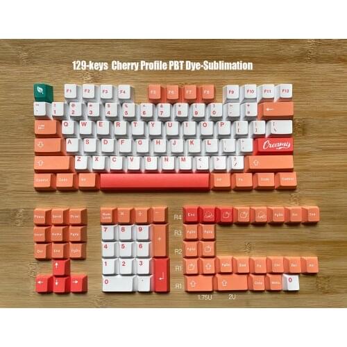129-keys PBT Dye-Sublimation peach theme keycap cherry height for 61/68/84/87/96/98/104/108 of mechanical keyboard
