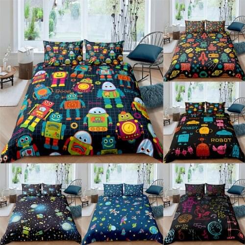 Cartoon Robot Bedding Set 2/3Pcs Duvet Cover & Pillowcase(s) 3D Printed Quilt Cover Home Textile Gift