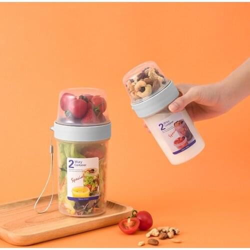 Fresh-Keep Box Portable Storage Cup for Picnic Plastic Double-Layer Fruit Salad Food Storage for Kitchen Food Sealed Cans