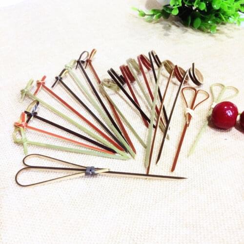 Creative 100 Pcs 12cm Disposable Bamboo Fork Twisted Party Buffet Fruit Desserts Food Cocktail Sandwich Fork Stick Pick Skewer