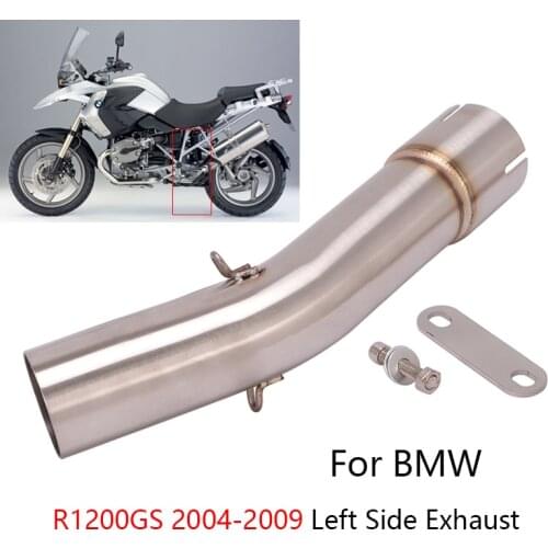 Left Side for BMW R1200GS 2004-2009 Exhaust Pipe Motorcycle 54mm Mid Link Tube Slip On 51mm Muffler Escape Stainless Steel