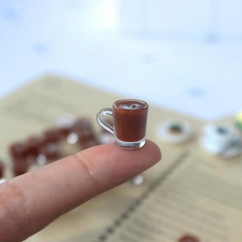 2PCS 1/12 Scale Dollhouse Miniature Latte Art Coffee Cup for Pretend Play Kitchen OB11 BJD Doll Drinks Food Toy Accessories
