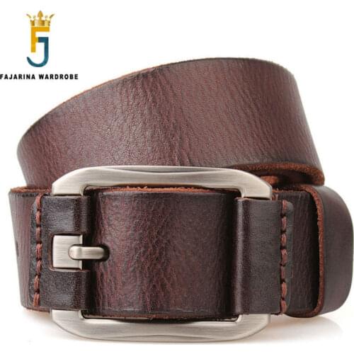 FAJARINA Fashion All-match Design Strap Male High Quality Genuine Leather Belts for Men Retro Style Mens Cow Skin Belt NW0011