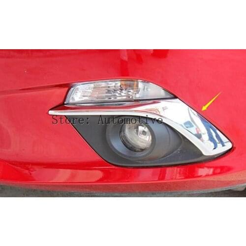 For Mazda 3 BM Axela 2014 2015 2016 Chrome Front Fog Light Lamp Cover Trim Foglight Garnish Strip Bumper Eyebrow Eyelid Molding