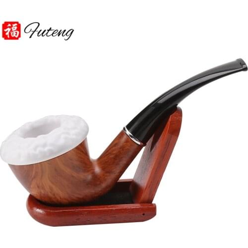 New Wood Grain Resin Pipe Chimney Filter Long Smoking Pipes Tobacco Pipe Cigar Gifts Narguile Smoking Accessories
