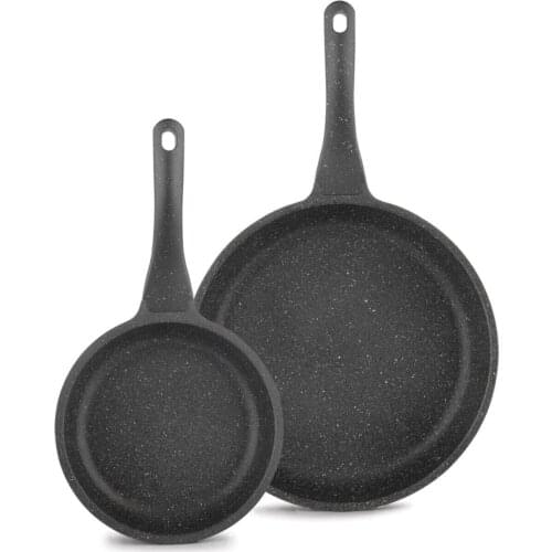 Gray Famos Fireproof Non-Stick 2 Piece Granite Cast Pan Set