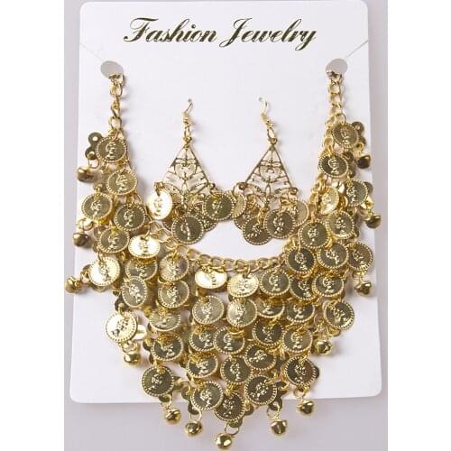 Belly dance necklace jewelry accessories belly dance 2pcs earrings+ necklace twinset indian dance accessories