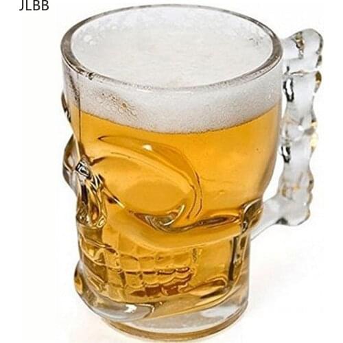 Classcial Pirate partner beer cup 500ml crystal glass Creative skull face bone with handle drinking wine Bar Mug